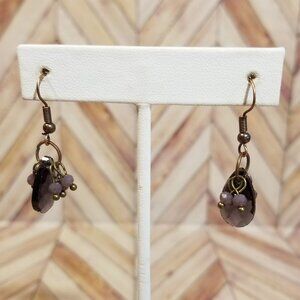 Faceted Dangling Earrings - Purple